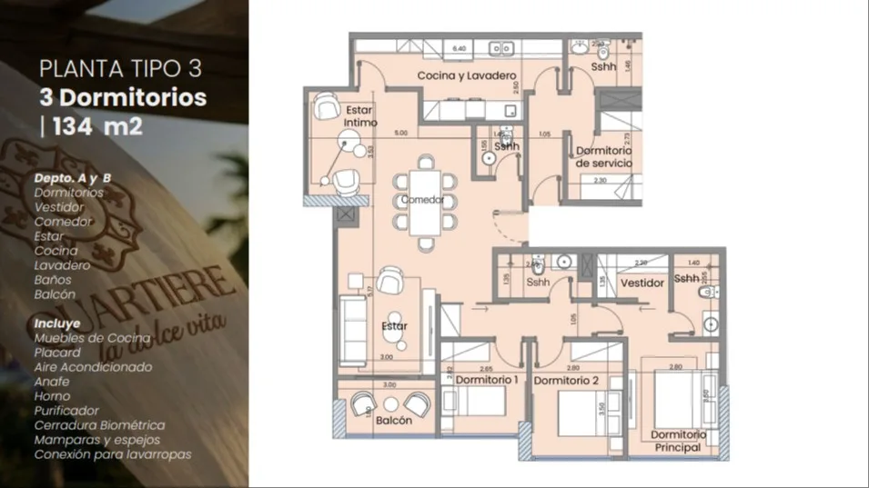 3 Dormitorios 134m²