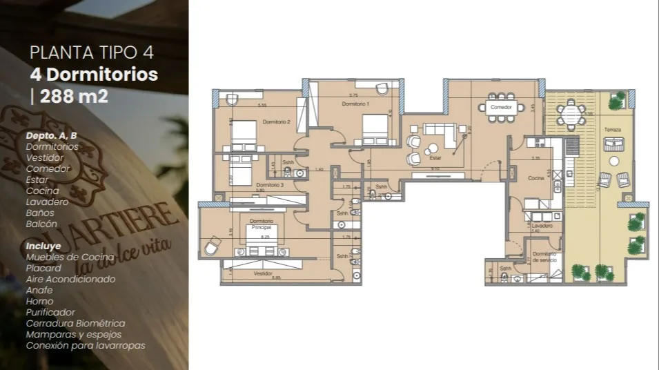 4 Dormitorios 288m²